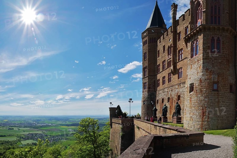 Panoramic view from the Scharfeck bastion, Margrave Tower and Michael Tower, Hohenzollern Castle