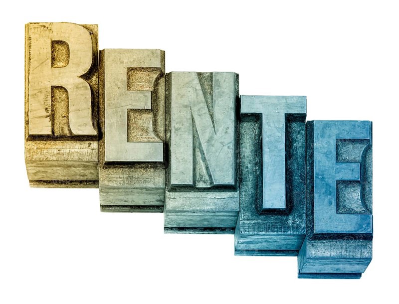 The word Rente, German for pension, Hot metal printing setting, old letters made of lead for letterpress printing, Lettern aus dem Buchdruck, Bleisatz