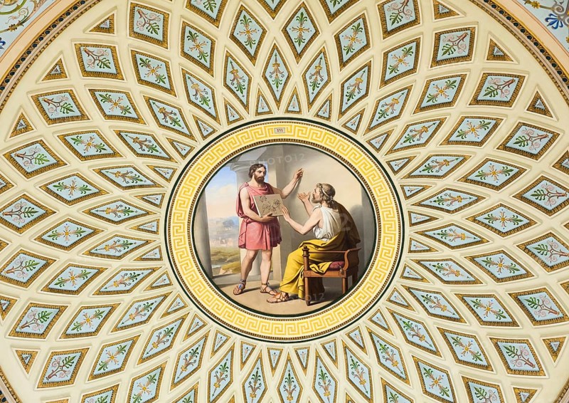 ST. PETERSBURG - JUNE 30, 2011: A ceiling painting in the Italian Fine Art Room. Today the collection of the museum contains about 3 million items