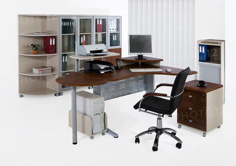 Office furniture on white background, Novosibirsk, Russia