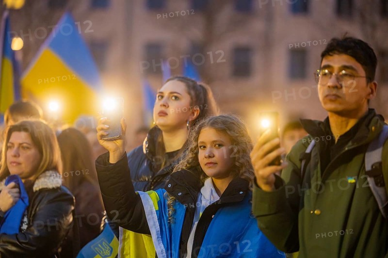 24 February marked the third anniversary of Russia's invasion of Ukraine. To mark the occasion, Ukrainian war refugees living in Dresden and their supporters demonstrated on the Neumarkt in front of the Church of Our Lady and then marched through the city centre, Dresden, Saxony, Germany