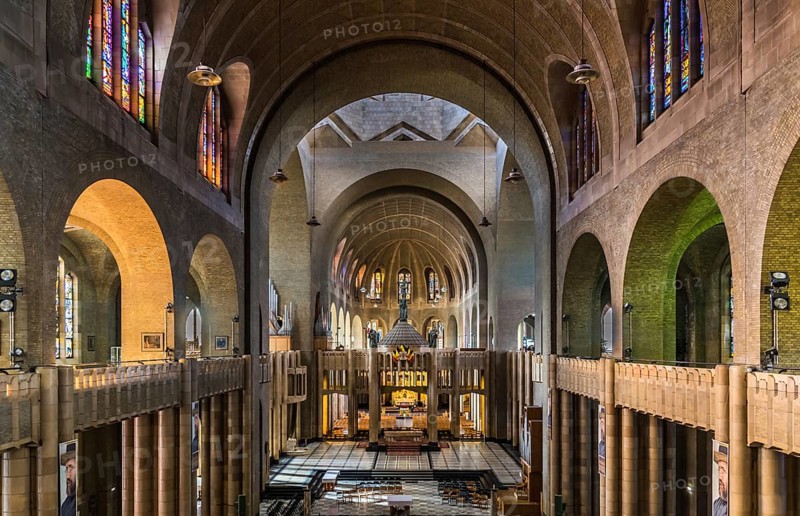 Interior of the Basilica in Art deco style, Basilica of the Sacred Heart, Koekelberg