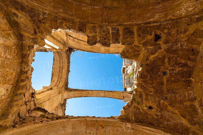 View of the ruins of an ancient abandoned monastery in Santa Maria de Rioseco, Burgos