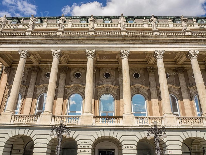 A classic façade with high columns and several windows symbolises monumental architecture, budapest, danube, hungary