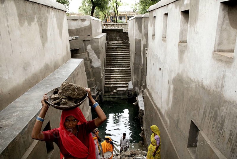 Construction going on by community service, Dilwara, Rajasthan, India