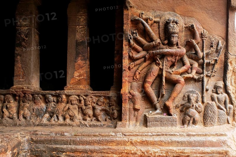 Cave 1 6th century lord Shiva temples of Badami Chalukyan king Mangalesa 593-610 A.D, Karnataka, India Heritage
