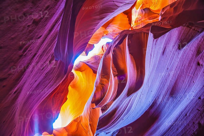 Great red and purple hues slot canyon Antelope. Arizona, USA. Upper Antelope Canyon in the Navajo reservation