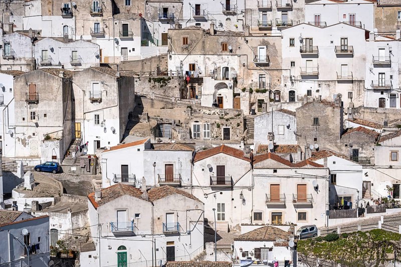 The old houses of Monte Sant Angelo in the Gargano mountains in the Italian region of Apulia
