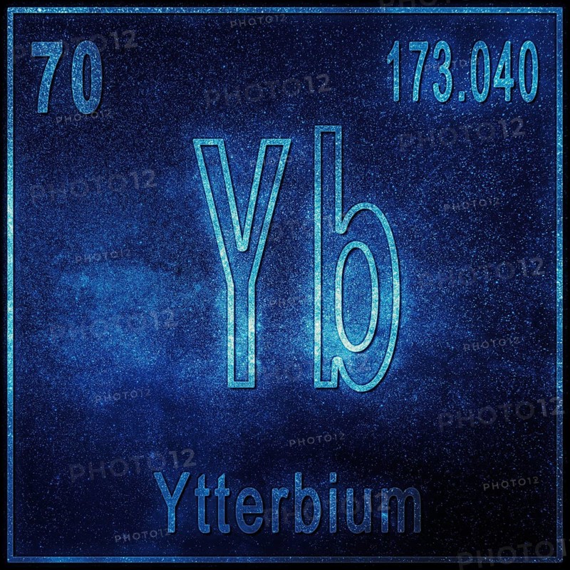 Ytterbium chemical element, Sign with atomic number and atomic weight, Periodic Table Element