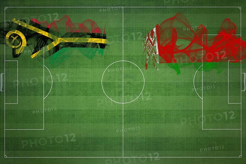 Vanuatu vs Belarus Soccer Match, national colors, national flags, soccer field, football game, Competition concept, Copy space
