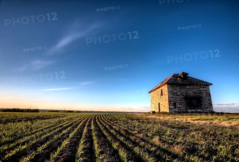 Sunset Light Saskatchewan Farm abandoned Stone House