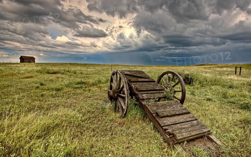 Old Prairie Wheel Cart Saskatchewan Canada field