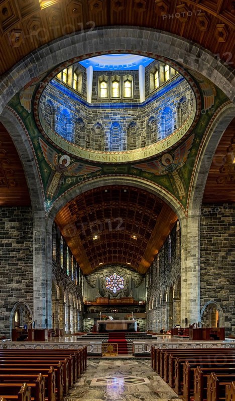 Galway, Ireland, 28 July, 2022: interior view of the nave and cupola of Galway Cathedral
