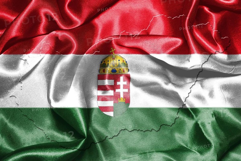 Hungarian National Flag And Map Waving in the Wind 3D illustration