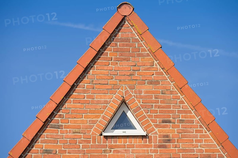 Roof gable, small window, detached house, Rosenwinkel, Bad Doberan, Mecklenburg-Vorpommern, Germany