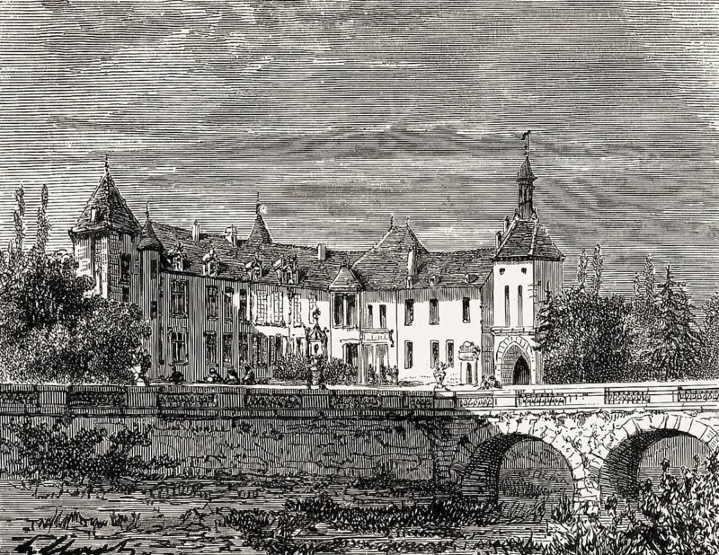 Epoisses castle, château d'Époisses, village d'Époisses, Burgundy, Côte-d'Or, France, former home of Marie de Rabutin-Chantal, marquise de Sévigné, also known as Madame de Sévigné or Mme de Sévigné, French aristocrat