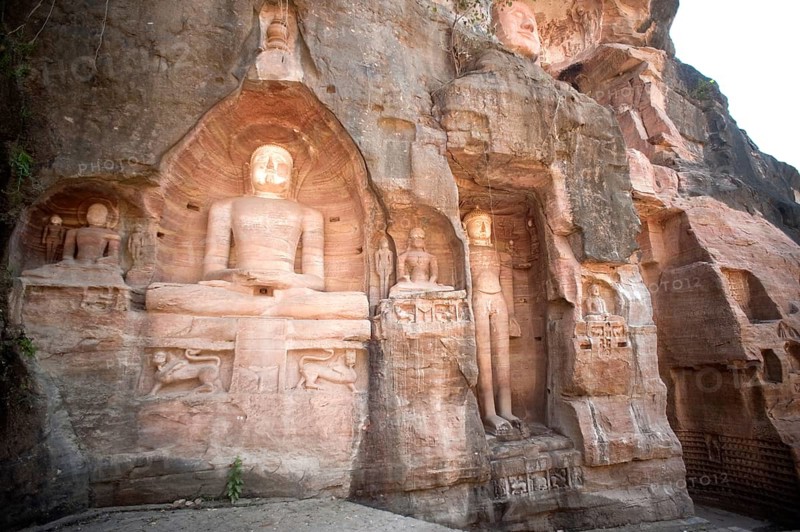 Statue of jain tirthankaras in gwalior fort, Madhya Pradesh, India