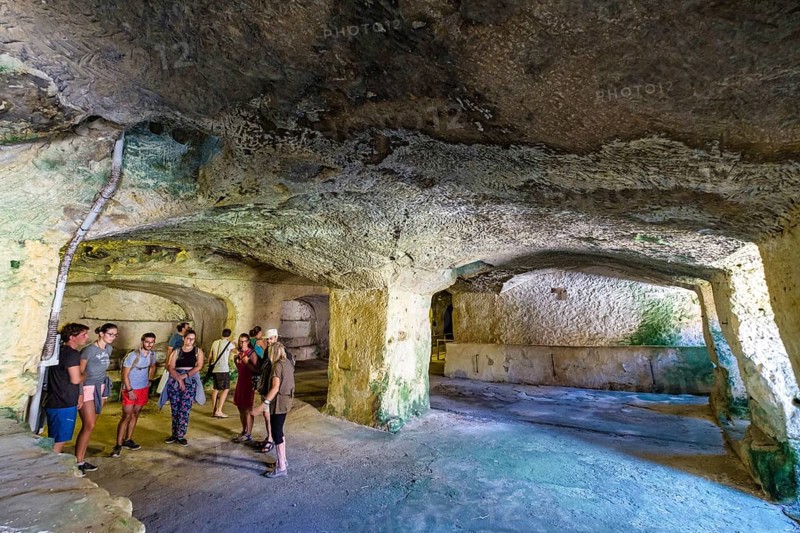 Underground gallery, castle of San Felipe, 16th century, mouth of the port of Mahón, municipality of Villacarlos, Menorca, balearic islands, Spain