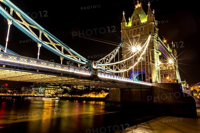 Tower Bridge in London, UK, United Kingdom. Europe. Long exposure and night shot
