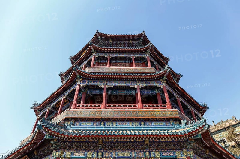 Landmark Tower of Buddhist Incense at the Summer Palace in Beijing, China in March 2018, Beijing, China