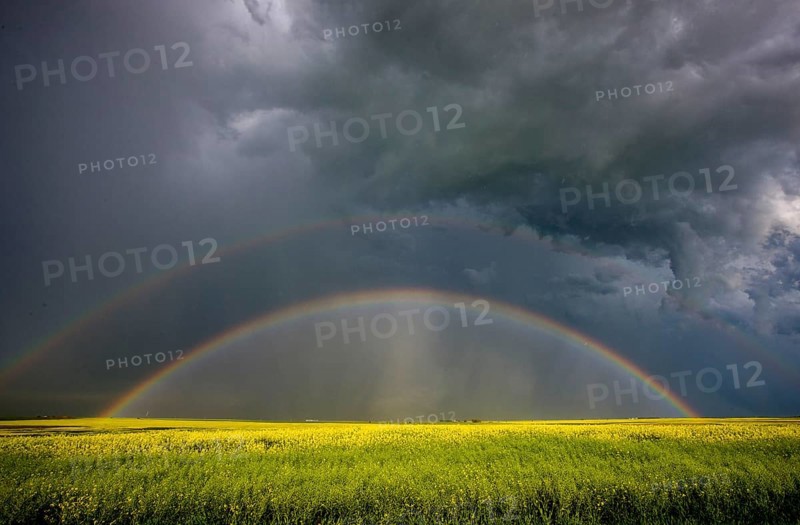 Rainbow Storm Clouds Canada Saskatchewan Dramatic Summer