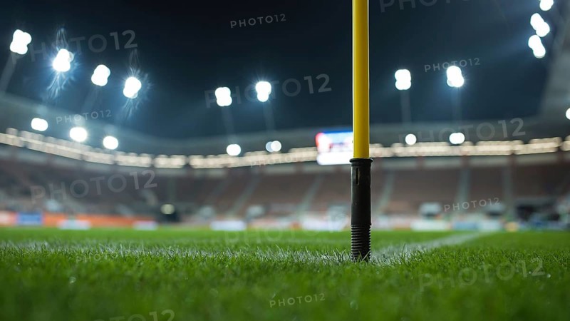 Close up flag's pole in the corner of soccer pitch