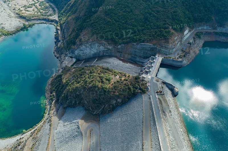 Aerial view Machacura Dam in Region Maule, Chile