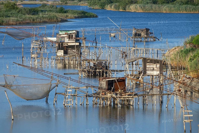 Traditional fishing nets, Old Fish trap at laguna in Ulcinj in Montenegro