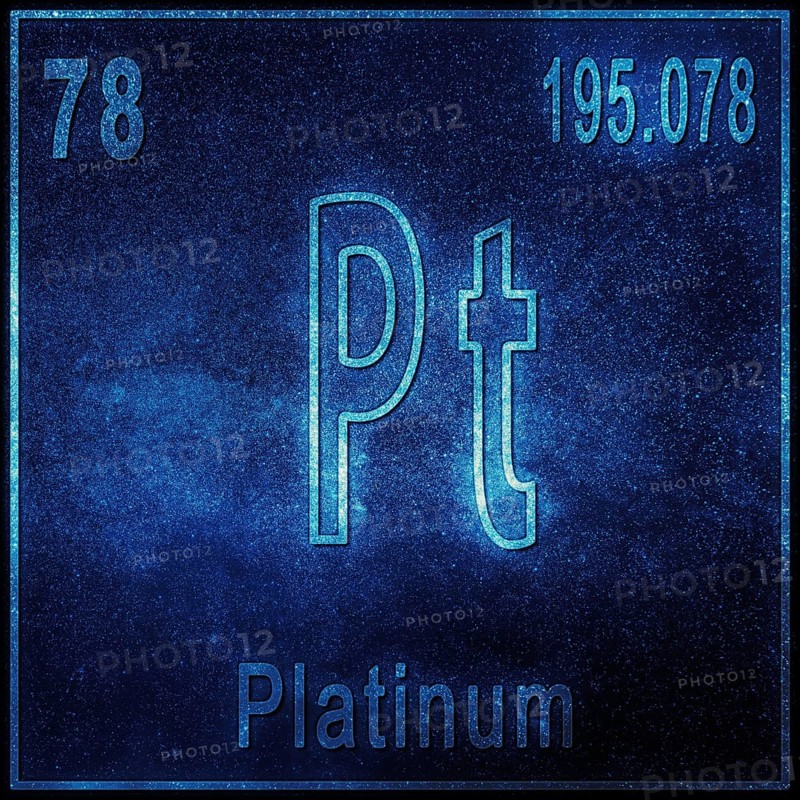 Platinum chemical element, Sign with atomic number and atomic weight, Periodic Table Element