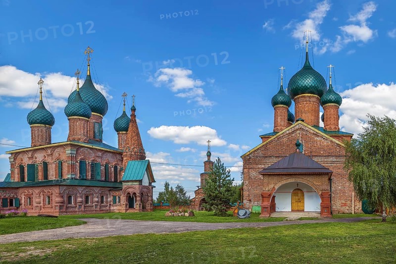 View of Temple ensemble in Korovniki, Yaroslavl, Russia