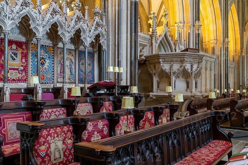 Wells, United Kingdom, 1 September, 2022: view of the Choir and pulpit inside the historic 12th-century Wells Cathedral