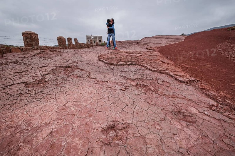 Dinosaur footprints, middle to upper jurassic, geo park Iouaridene, Beni Mellal-Khenifra, Atlas mountain range, morocco