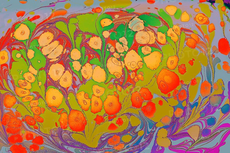 Beautiful abstract art of Ebru marbling painting techniques on water with acrylic paints