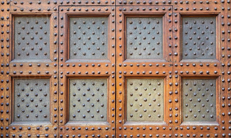 Antique door in historical building, Concept of security, mystery, grunge