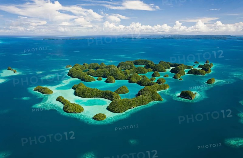 Aerial view of Seventy Islands, Micronesia, Palau