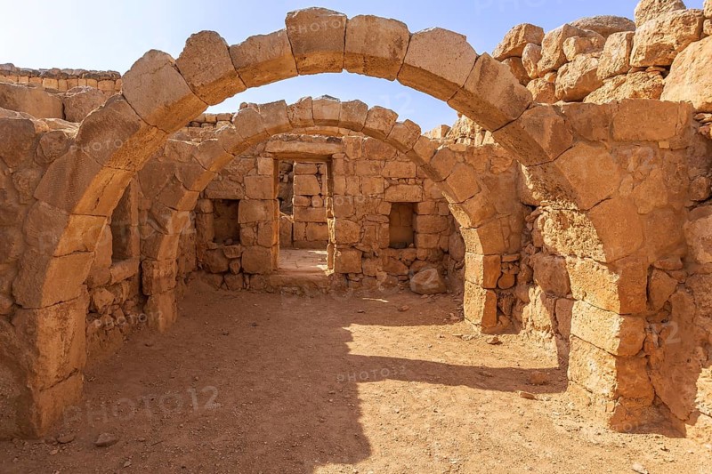 Interior of Qasr Al Hallabat desert castle in Jordan