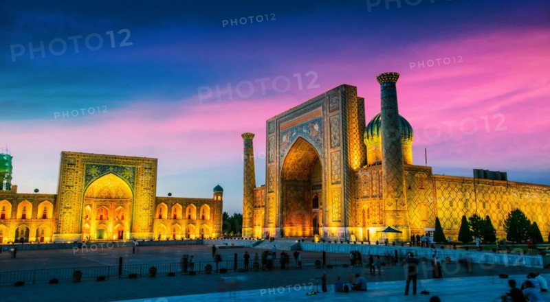 Registan, an old public square in the heart of the ancient city of Samarkand, Uzbekistan