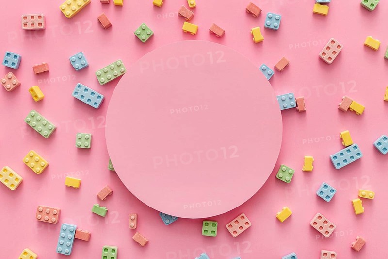 Flat lay candy blocks with copy space