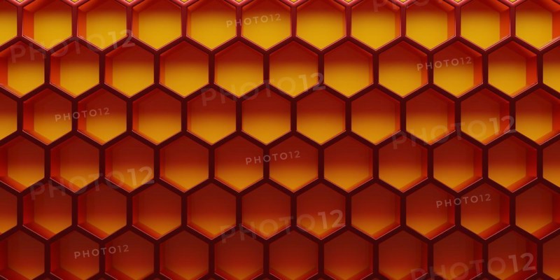 Red honeycomb or hexagon background us as header or backdrop, 3d rendering