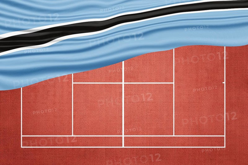 Botswana Flag on Clay Tennis Court, Sports Symbol