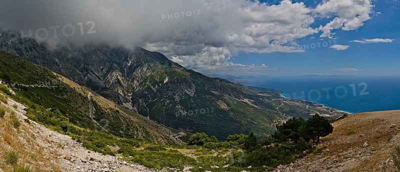 View from the Llogara mountain pass on the southern part as panorama stich