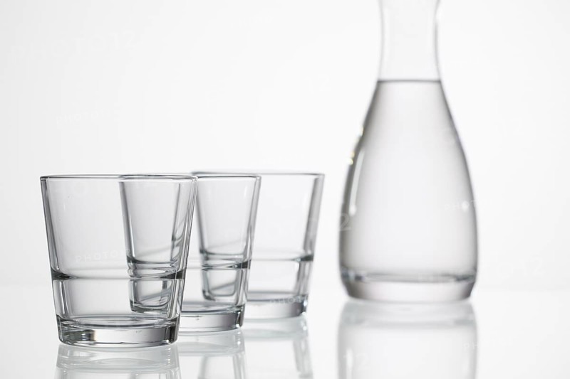 Glasses of water on the glass table