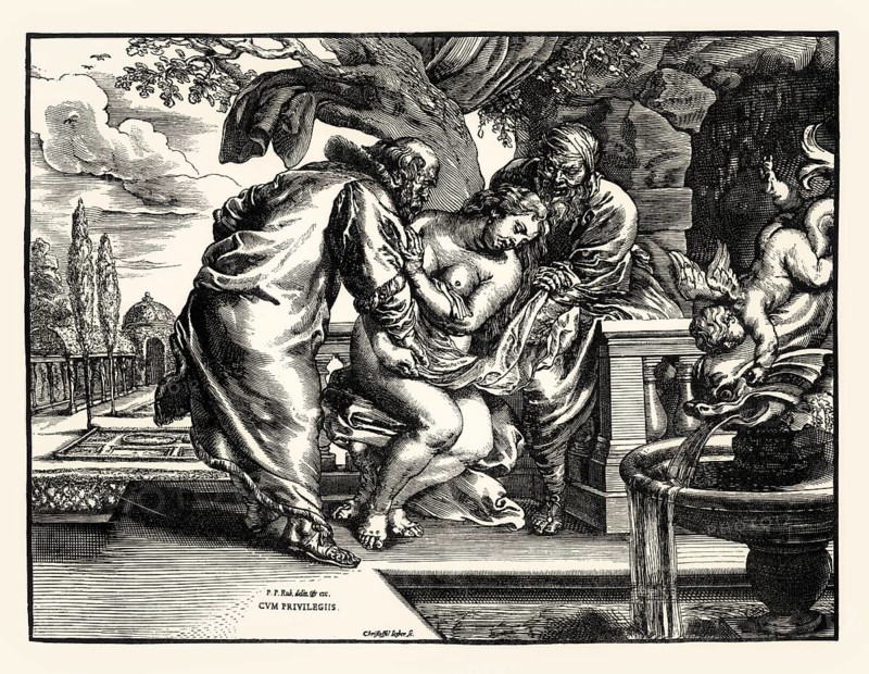 Susanna and the Elders, Christoffel Jegher after Rubens, 17th century, digitally restored