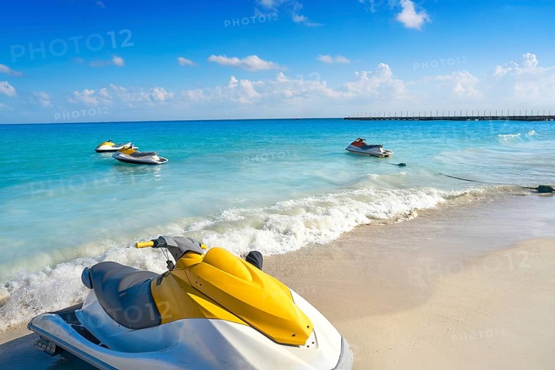 Playa del Carmen beach in Riviera Maya Caribbean at Mayan Mexico