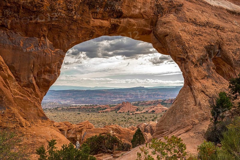 Great view on the Partition Arch in the Arches National Park, USA