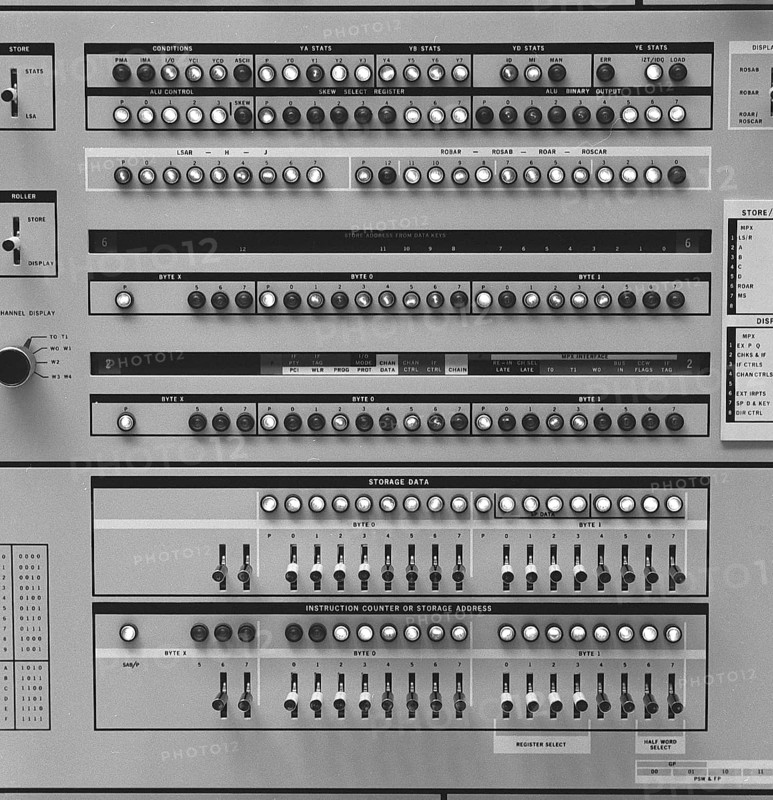 In the 1960s. Detail of a computer used to register and reading information. A mainframe computer IBM 360. IBM system 360 was frequently seen in the american television-series Mad Men. Picture taken 1965 Kristoffersson ref DY128-1