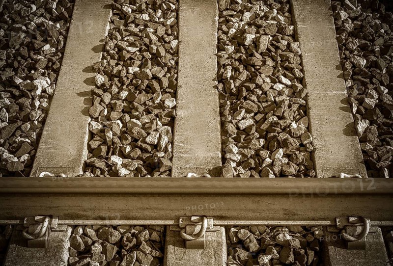 Close-up of a speedway railroad. Sepia color effect vintage style