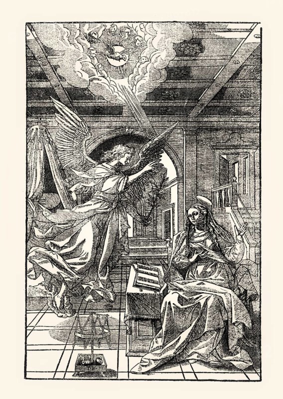 Annunciation to the Blessed Virgin Mary, by Théodore Belbrule, 16th century, digitally restored