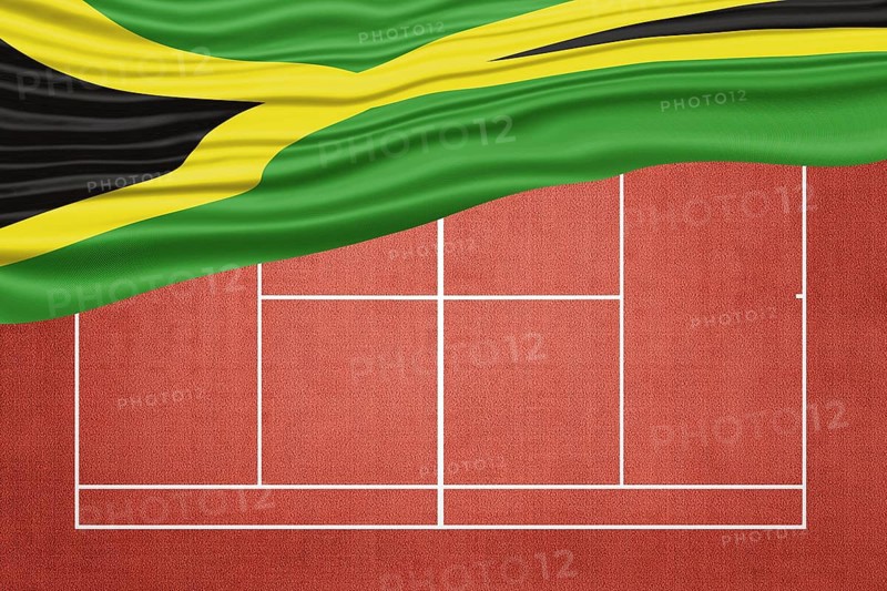 Jamaica Flag on Clay Tennis Court, Sports Symbol
