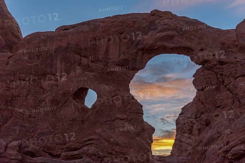 Sunset over Turret Arch in the Arches National Park, USA